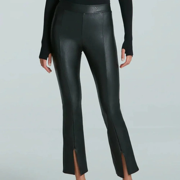 Commando Faux Leather Split Front Pant in Black. Sz: L - Picture 1 of 7